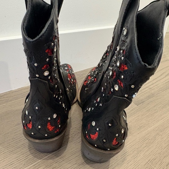 Black Cowgirl Boots Ankle Booties Rhinestone Sparkly Western Cowboy Boots Size 9 - Picture 7 of 9
